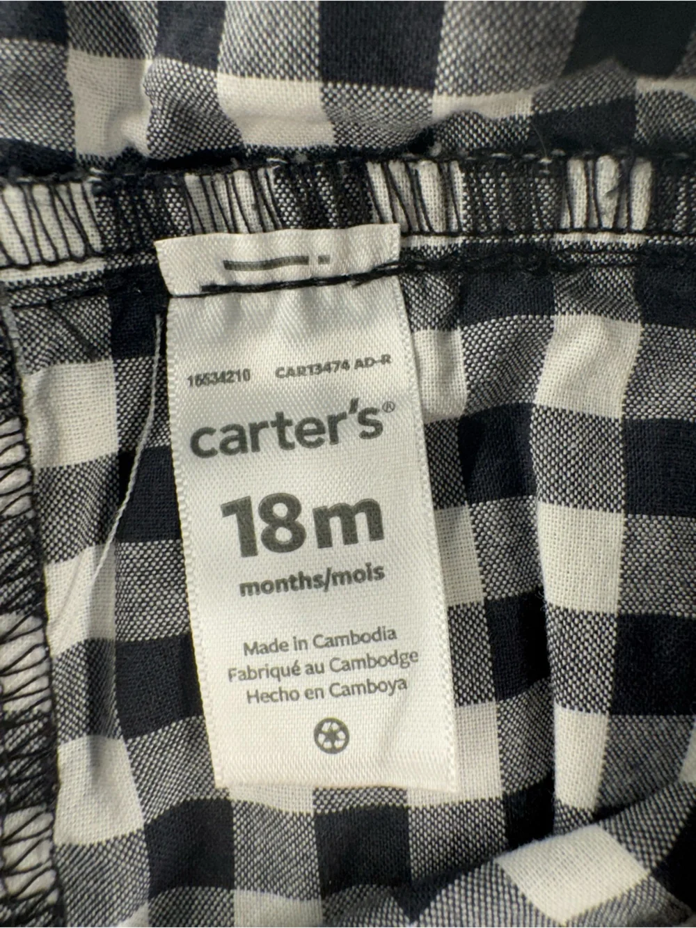 Carter's Black and White Gingham Infant Outfit